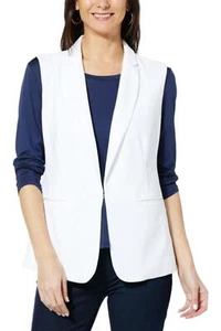 IMAN Global Chic Notch Collar Vest White - Picture 1 of 1