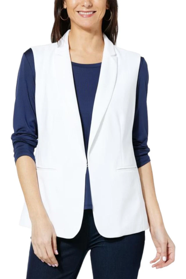 Colete IMAN Global Chic colarinho entalhe branco - Imagem 1 de 1