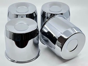 4 Steel Chrome 8 Lug Wheel Center Caps For 5.12" Trailer Rims Center Bore - Picture 1 of 7