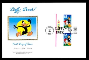 DAFFY DUCK PRESS SHEET FIRST DAY COVER - HORIZONTAL GUTTER PAIR - Picture 1 of 2