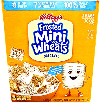 Kellogg's Frosted Mini Wheats Original Grain Cereal 2 x 35 Ounce Bag EXP 02/2026 - Image 1 of 4