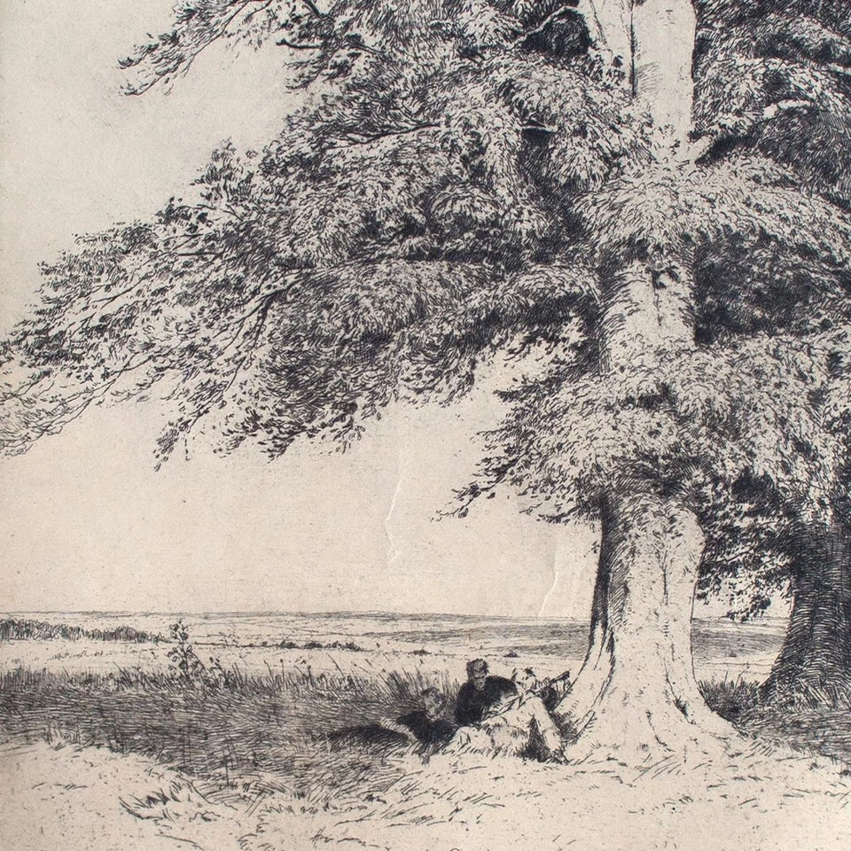 Hermann Kätelhön Impressionismus Kleiner Sommertag Liebespaar Radierung 1915 - Bild 1 von 4