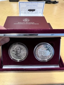 1999 Doley Madison Commemorative Coin Program Proof And Uncirc Set COA - Picture 1 of 5