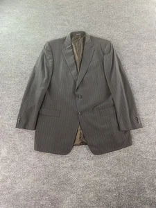 Ermenegildo Zegna Suit Jacket 50 L Black Taupe Wool Striped Designer Italy - Picture 1 of 13