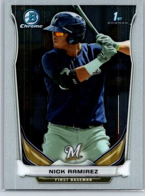 2014 1st Bowman Chrome Prospects BCP35 Nick Ramirez Milwaukee Brewers Card - Image 1 of 2