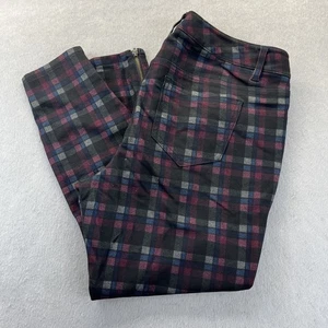 Pantaloni ponte alla caviglia Torrid blu bordeaux a quadri con zip a quadri taglia 14 - Foto 1 di 17