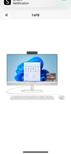 HP 24" All-in-One Desktop PC FHD Ryzen 5 7520U 8GB 256GB SSD 24-CR0002 - White - Picture 1 of 3