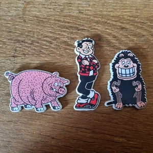 Beano Rasher Gnasher Plug Brooch Badge Pin Plastic Set - Picture 1 of 5