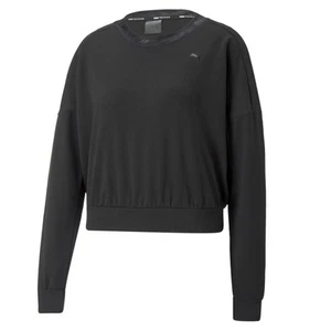 PUMA Safari Glam Crew Neck Sweatshirt Womens Black  52224401 - Picture 1 of 2