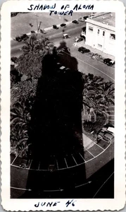 Vtg Photo 1946 Shadow of Aloha Tower Honolulu Hawaii US Navy City Pacific Tropic - Picture 1 of 1