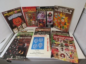 13 Vintage Needle Craft Plastic Canvas Pattern Books Leaflets Holidays And Other - Picture 1 of 9