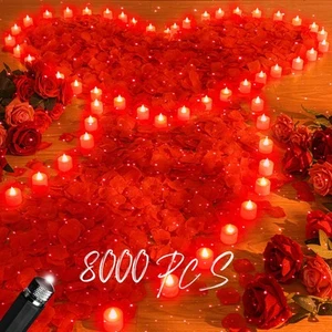 8000 Pcs Artificial Rose Petals with 120 Pcs Flameless LED Tea Light Candles ... - Picture 1 of 7