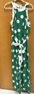 Boden Colourblock Neckholder Jumpsuit weites Bein Taschen gefüttert 16 grün gepunktet - Bild 1 von 22