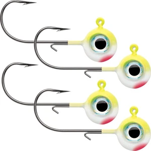 VMC Neon Moon Eye 1/4 Oz. 3D Holographic Jig - 4 Pack - Clown - Picture 1 of 5
