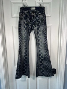 Free People Stripe Mantra Bali Flare Stretch Jean Low Rise Print Womens Size 24 - Picture 1 of 10