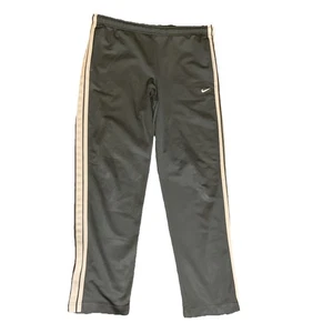 Pantalones de baloncesto Nike para hombre con logotipo M cremallera al tobillo vintage a rayas Swoosh Y2K T713 gris - Imagen 1 de 10