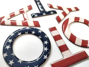 3D US FLAG DOMED RAISED REAR DOOR LETTERS COMPATIBLE WITH 4 RUNNER 2025 AND UP - Bild 1 von 3