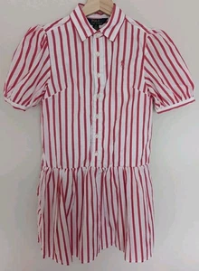 Polo Ralph Lauren Girls' Striped Cotton Poplin Shirt Dress Pink/White Size 8 - Picture 1 of 11