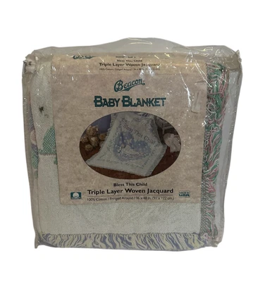 Manta Beacon “Bless This Baby” Triple Capa Tejido Jacquard 36x48 Tiro De Colección Foto 1 de 4