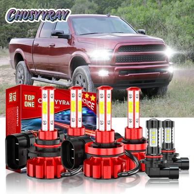 For 2016 2017 2018 Dodge RAM 1500 2500 3500 Led Headlight Hi/Lo+Fog light Bulbs - Image 1 of 4