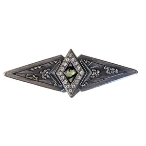 Vintage Brosche Nuri Silber & Abalone Art Deco Diamantform  - Bild 1 von 6