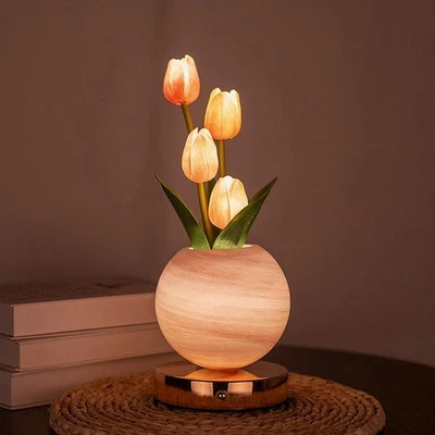 郁金香花灯,可爱郁金香人造花台灯带3色Inf... — 第 1/4 张图片