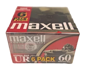 Maxell 6 Pack Audio Cassette Normal Bias UR 60 Minutes Blanks Tapes Sealed - Picture 1 of 4