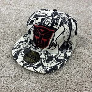 Transformers Autobot Flat Bill Mütze Kappe schwarz & weiß Grafik Allover-Druck - Bild 1 von 7