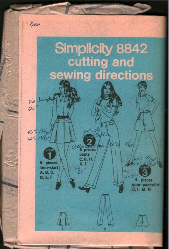 8842 Vintage Simplicity SEWING Pattern Misses 1960s Skirt Pantskirt Pants UNCUT - Image 1 of 1