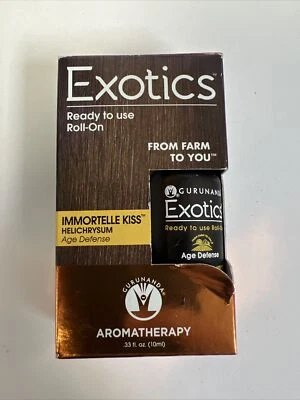 Aceite esencial exótico Gurunanda 0,33 oz 10 ml Helichrysum Roll On Immortelle Kiss Foto 1 de 4