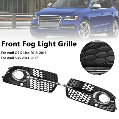 Front Bumper Fog Light Grille Fit Audi Q5 S-Line SQ5 2013-2017 Black Chrome - Изображение 1 из 4