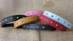 Leather dog collars, studded, 14ins to 26ins long. - Picture 1 of 11