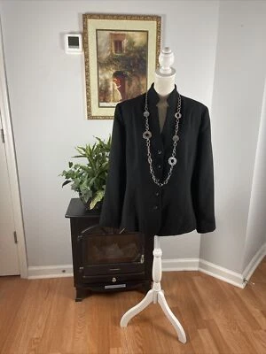 Bill Blass Vintage Size 14 Suit Black Long Sleeve Open Button Shoulder Padded - Image 1 of 4