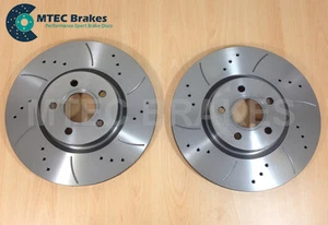 Front Brake Discs For Ford Focus ST225 2.5 MTEC Drilled Grooved 320mm - Picture 1 of 3