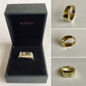 9ct Yellow Gold Diamond Set Oblong Mans Signet Ring 4.3g Hallmark. H.SAMUEL Uk P - Picture 1 of 21
