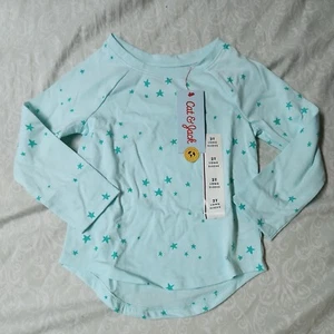 Cat & Jack Long Sleeve Shirt Girls 2T 4T Blue Boys Toddler Kids Lucky Star Tee - Picture 1 of 9