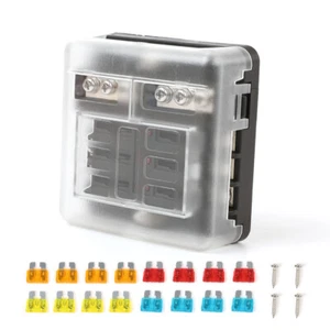 6-Way Car Marine Waterproof Fuse Box Block Holder with LED Indicator For 12V/24V - Picture 1 of 10