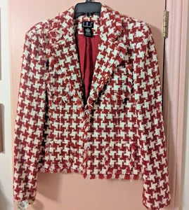 Damengröße 14 I.N.C. Designer Style Tweed Sakko Rot/Creme - Bild 1 von 8