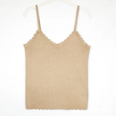 Camiseta sin mangas Sweet Wanderer XL Sweetheart cuello festoneado tejida cami tostada informal Foto 1 de 4