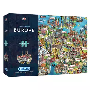 Rompecabezas Gibsons Exploring Europe 1000 piezas regalo para adultos - Imagen 1 de 5