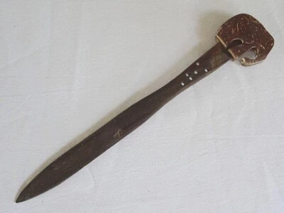 Vintage Paper Knife Page Turner Coconut Shell Wood Carved Treen Elephant - Image 1 of 4