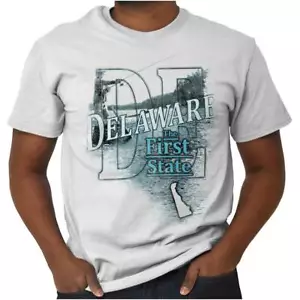 Delaware Fishing Lake Souvenir Travel DE Adult Short Sleeve Crewneck Tee - Picture 1 of 2