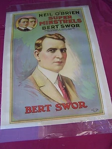 Años 20 ORIG. PÓSTER FORRADO DE LINO, "SUPER JUGLARES DE NEIL O'BRIEN" CON BERT SWOR - Imagen 1 de 1