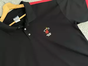NBA Miami Heat Red Black Embroidered Polo Shirt XL Mens Size Extra Large - Picture 1 of 7