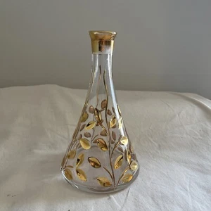 Vintage Stil CRISTALICA Kristall Glas Dekanter Likör Blattgold Zweig - Bild 1 von 9