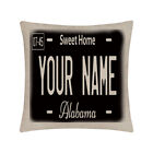 Personalized Custom Name (All 52) Black State License Plate Linen Pillow Cover