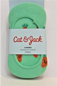Cat & Jack Girls 4 pack Comfy & Cozy Liner Socks SMALL w Heel Grips (Vegetables) - Picture 1 of 5