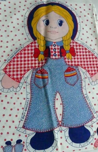 Monos de muñeca rubia guinga campestre vintage hágalo usted mismo almohada corte y costura Farm Girl - Imagen 1 de 5