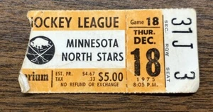 RARE 1975 Buffalo Sabres Ticket Stub Rick Martin Hat Trick vs North Stars AUC#2 - Picture 1 of 2
