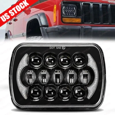 Faro LED PUNTO 5x7" 7x6 pulgadas H4 haz sellado alto/bajo DRL para Jeep Cherokee XJ YJ Foto 1 de 4